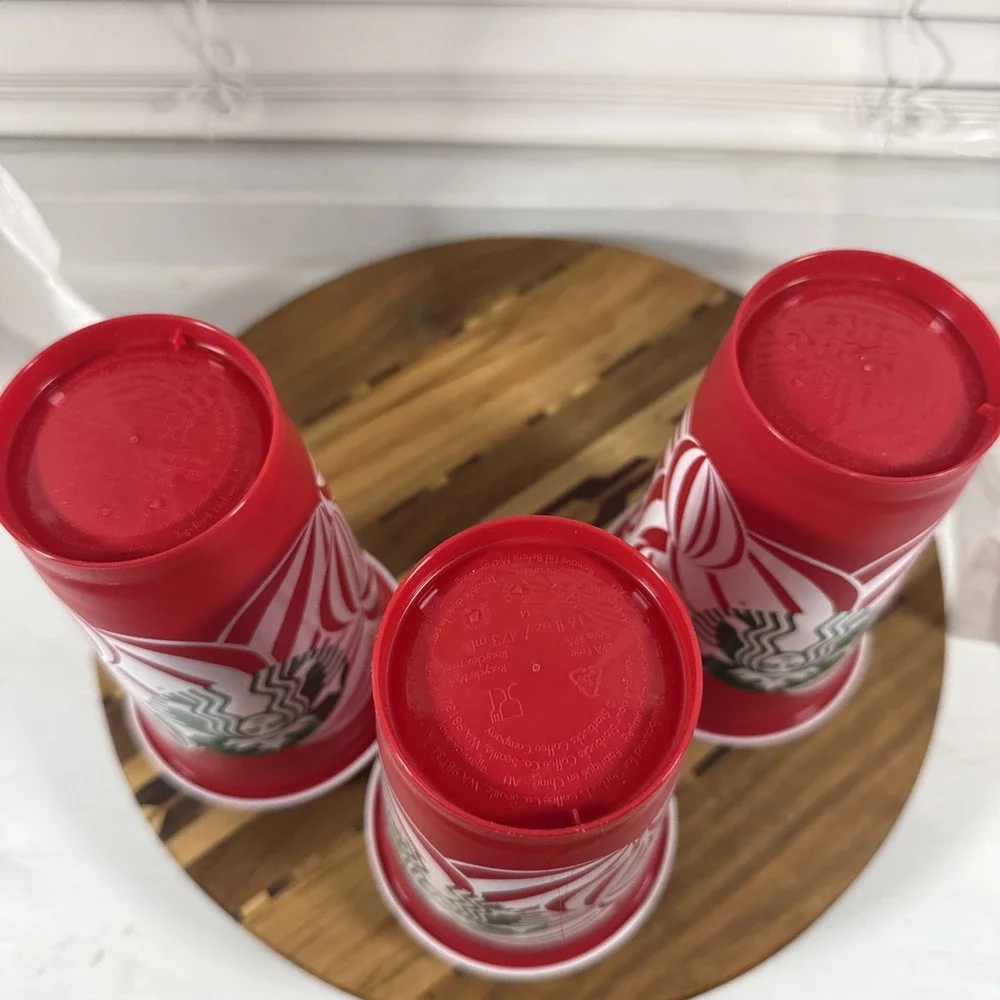 NEW 2013 Starbucks Reusable Red Holiday Hot  Cups Lids 16oz 25th Anniversary Cup